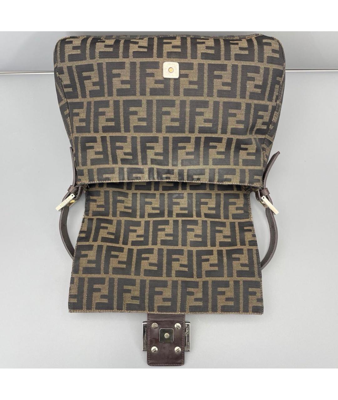 FENDI Коричневая кожаная сумка с короткими ручками, фото 6