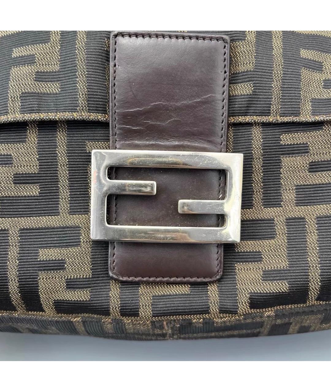 FENDI Коричневая кожаная сумка с короткими ручками, фото 3