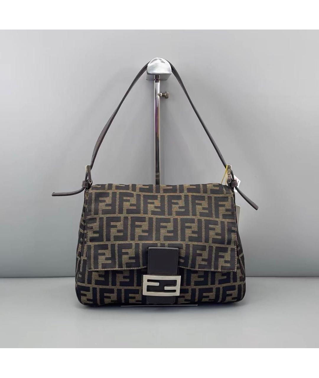 FENDI Коричневая кожаная сумка с короткими ручками, фото 8