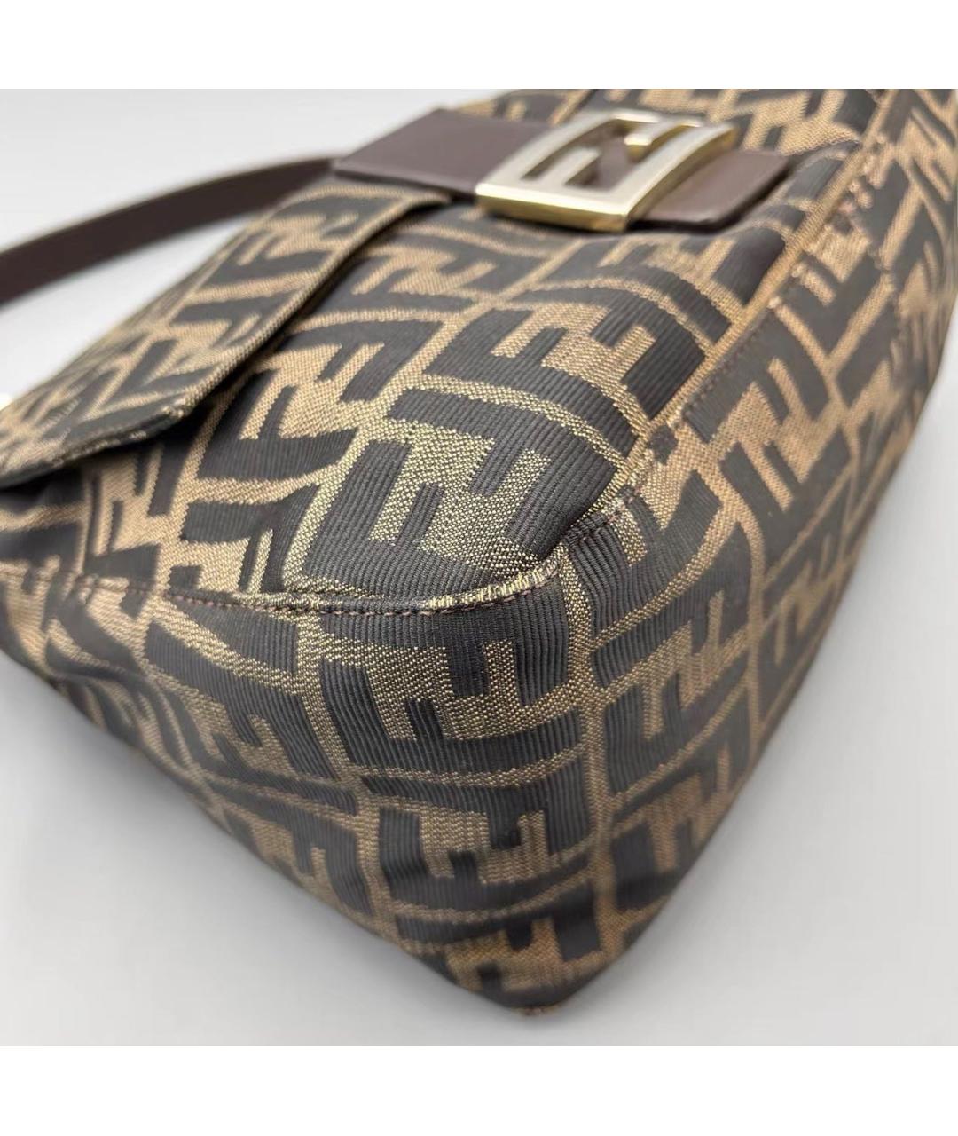 FENDI Коричневая кожаная сумка с короткими ручками, фото 4