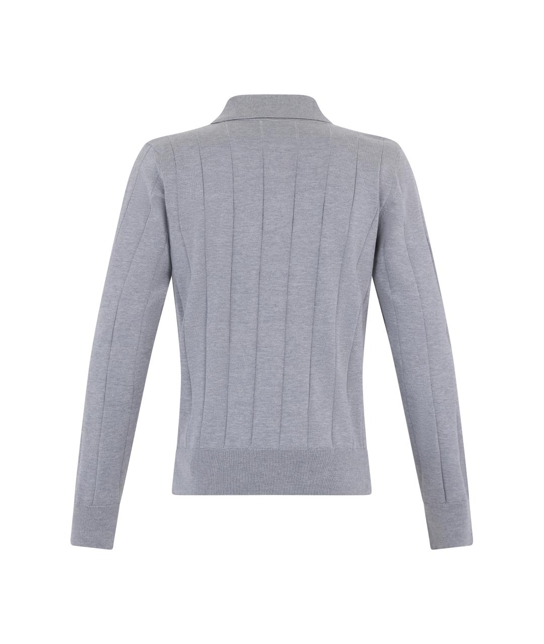 CELINE Серое хлопковое поло с длинным рукавом, фото 2