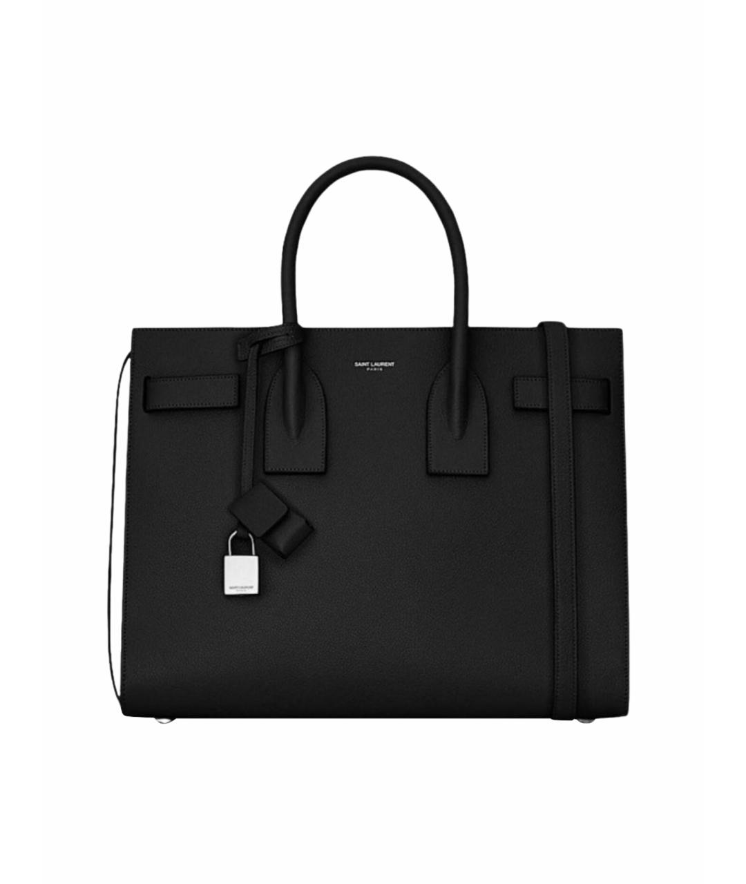 SAINT LAURENT Черная кожаная сумка с короткими ручками, фото 1