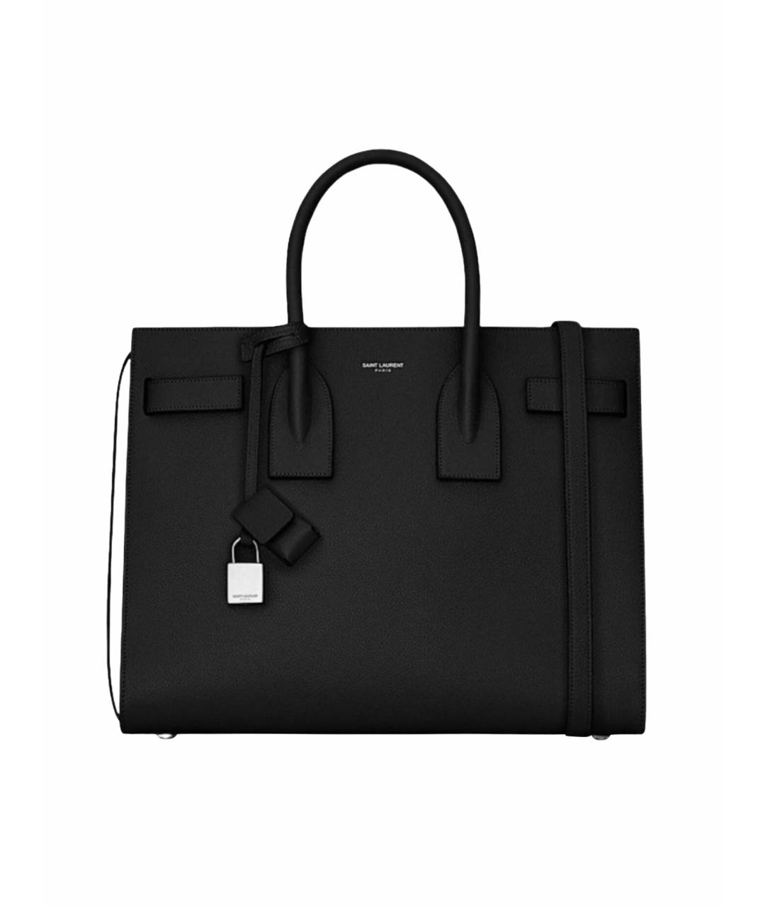 SAINT LAURENT Черная кожаная сумка с короткими ручками, фото 10