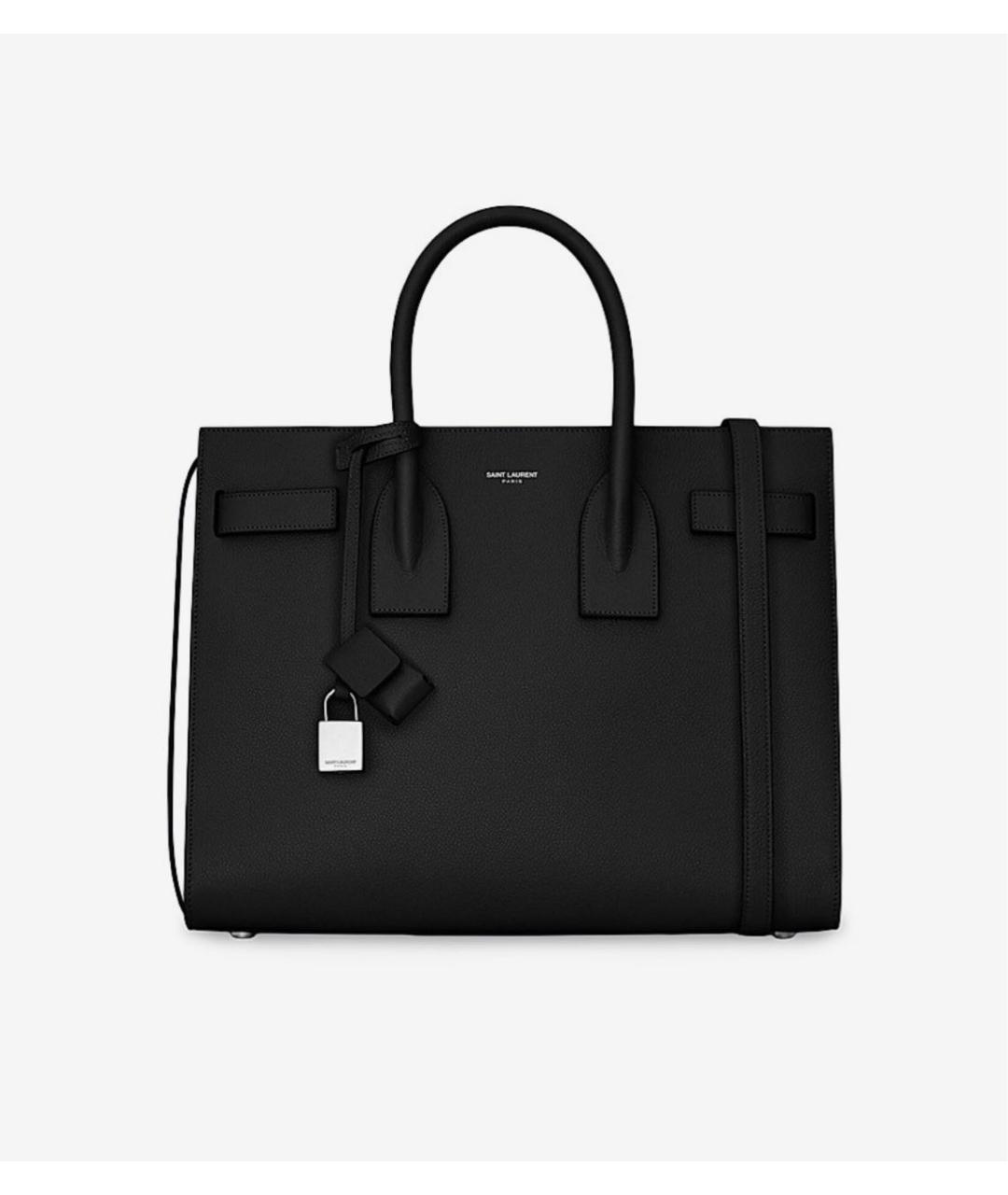 SAINT LAURENT Черная кожаная сумка с короткими ручками, фото 9