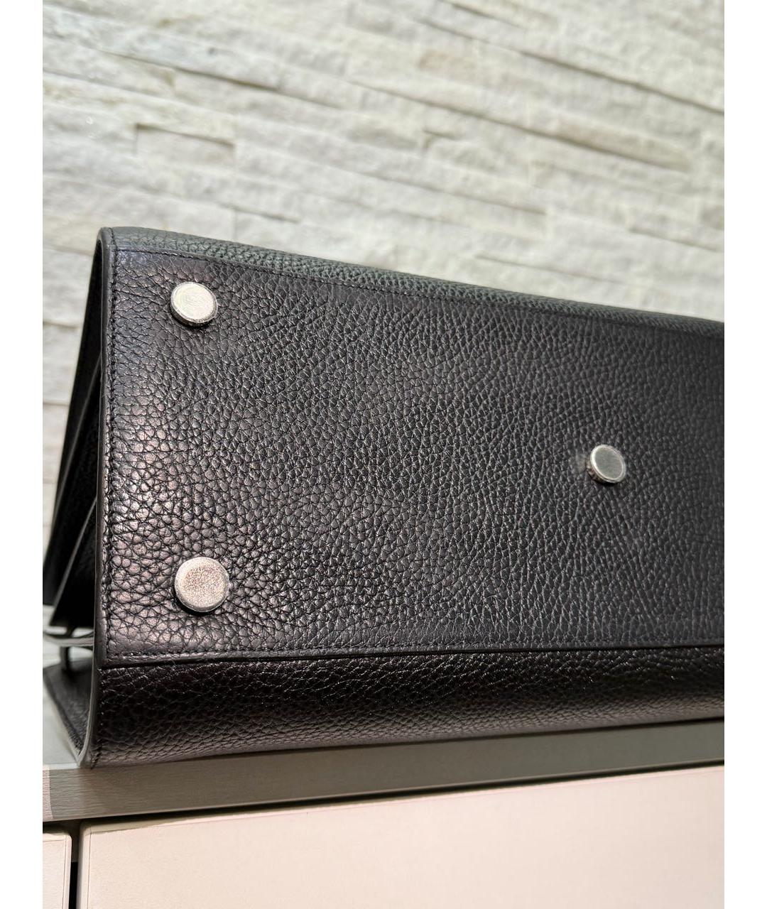 SAINT LAURENT Черная кожаная сумка с короткими ручками, фото 5