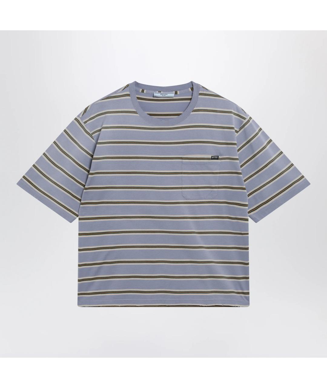 PRADA Голубая хлопковая футболка, фото 3