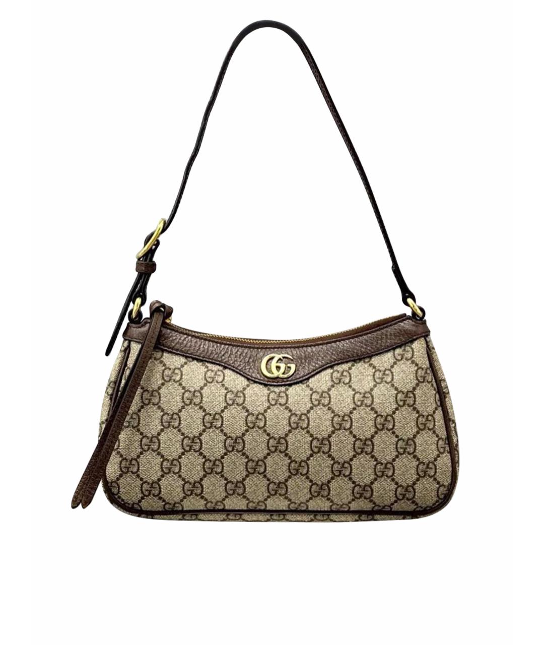 GUCCI Коричневая кожаная сумка с короткими ручками, фото 1