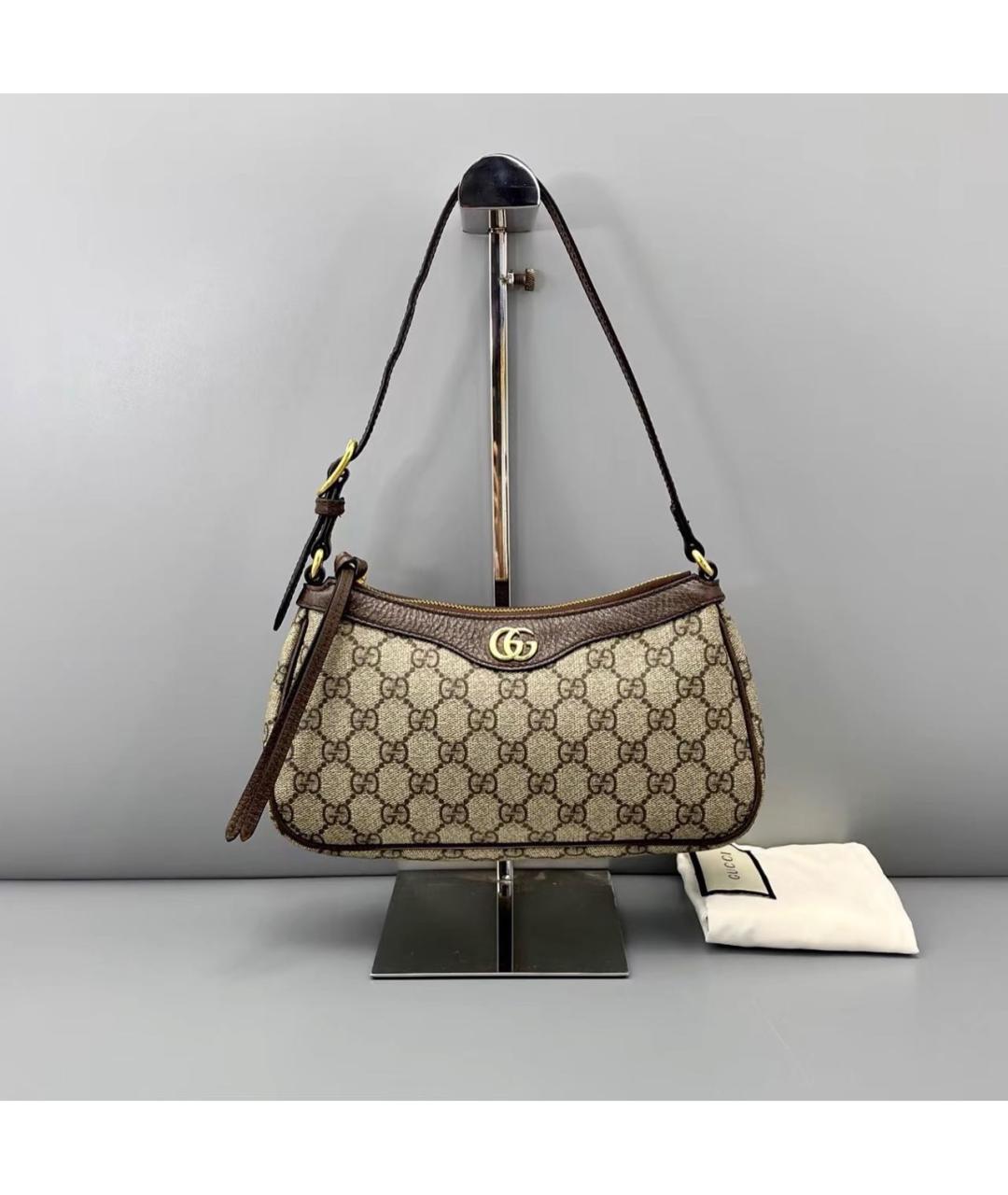 GUCCI Коричневая кожаная сумка с короткими ручками, фото 9