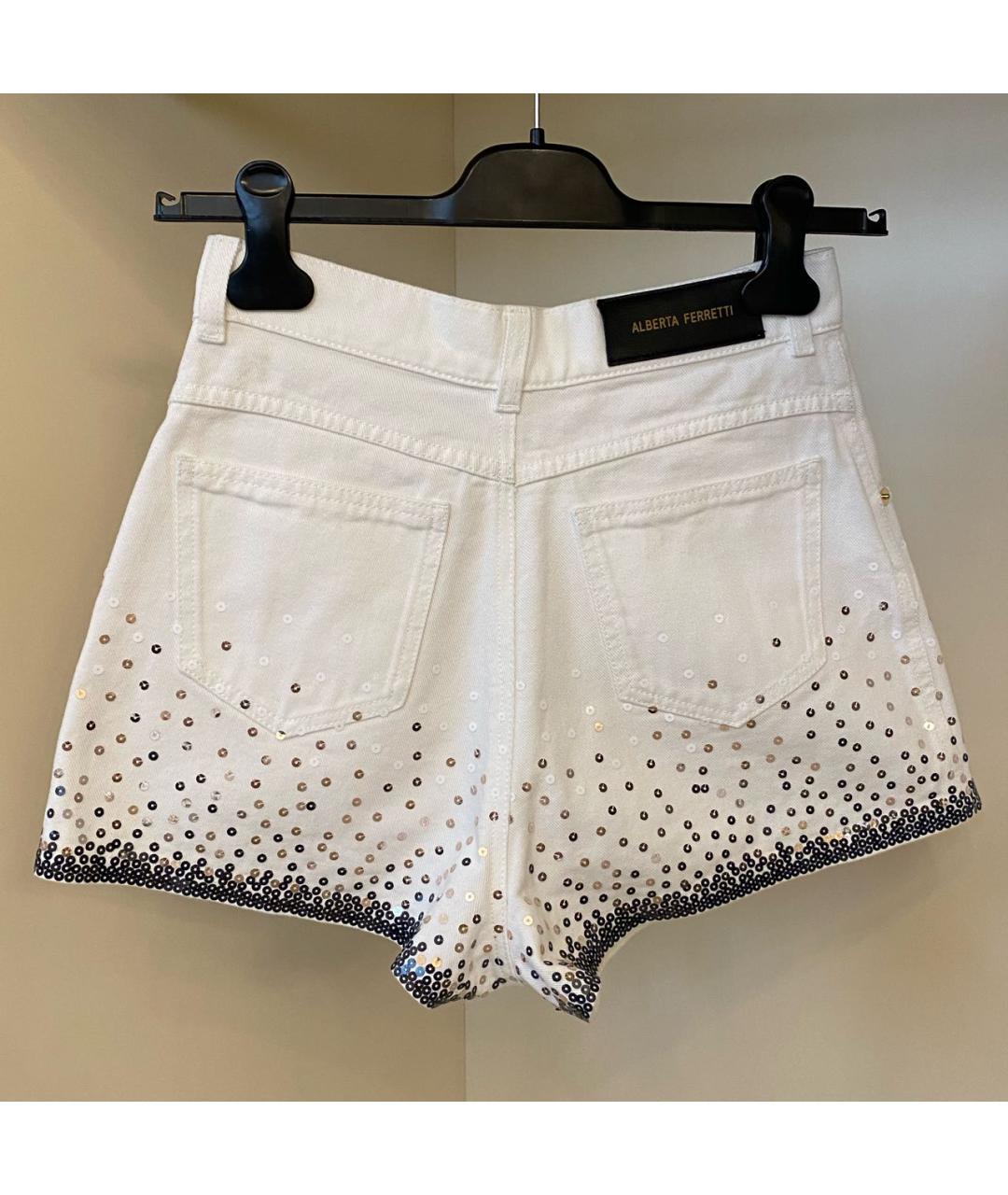 ALBERTA FERRETTI Белые хлопко-эластановые шорты, фото 5