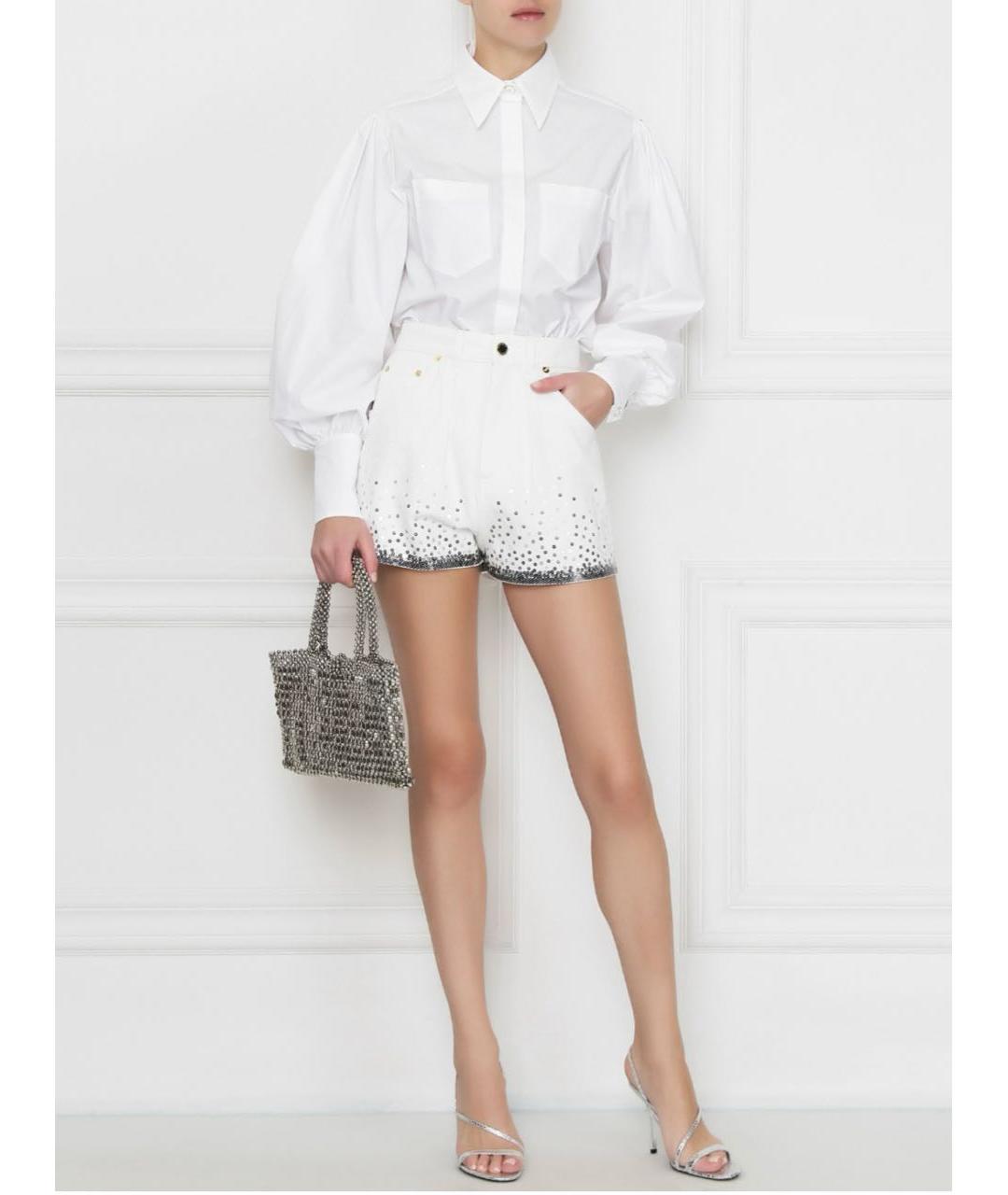 ALBERTA FERRETTI Белые хлопко-эластановые шорты, фото 2