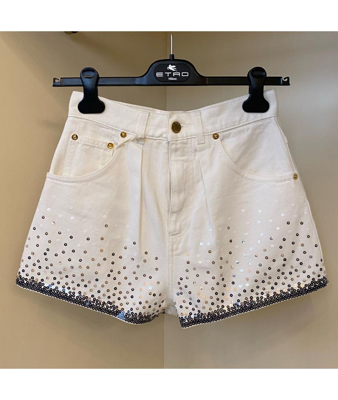 ALBERTA FERRETTI Белые хлопко-эластановые шорты, фото 4