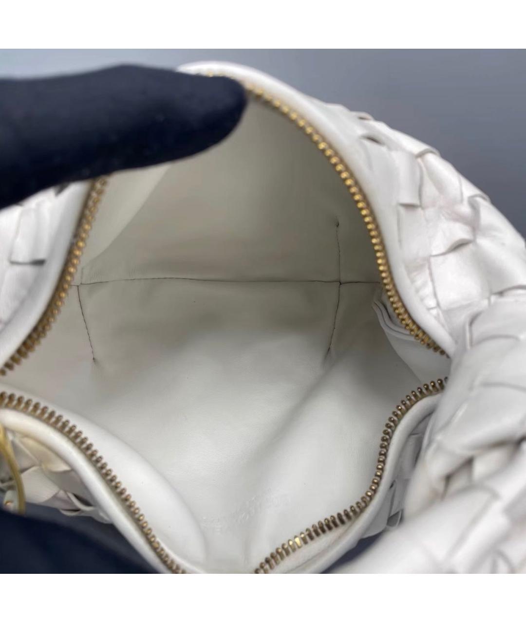 BOTTEGA VENETA Белая кожаная сумка с короткими ручками, фото 8