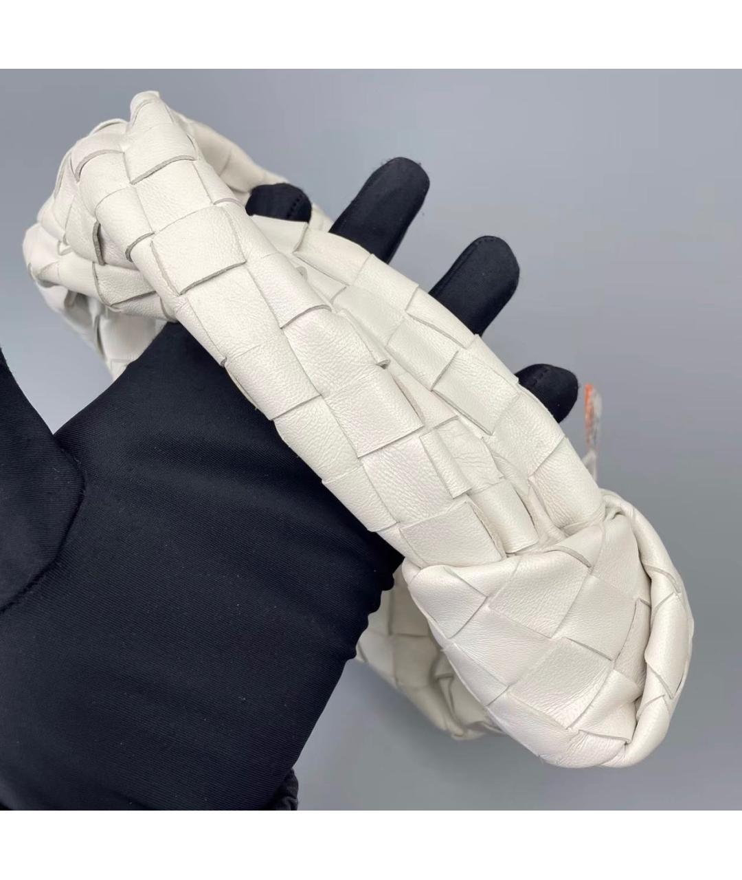 BOTTEGA VENETA Белая кожаная сумка с короткими ручками, фото 6