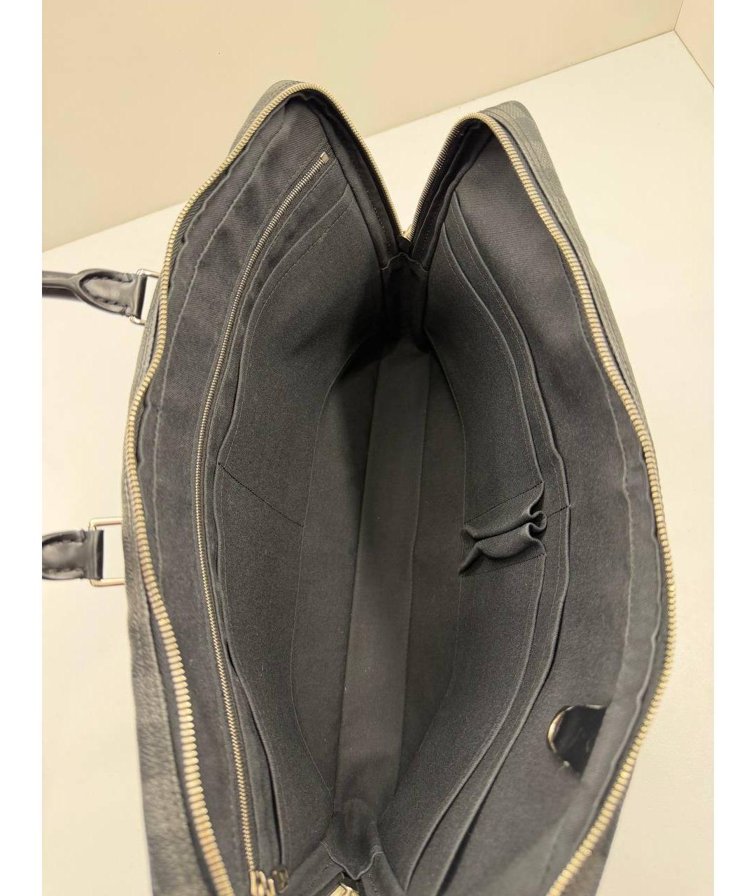 LOUIS VUITTON Черный кожаный портфель, фото 9