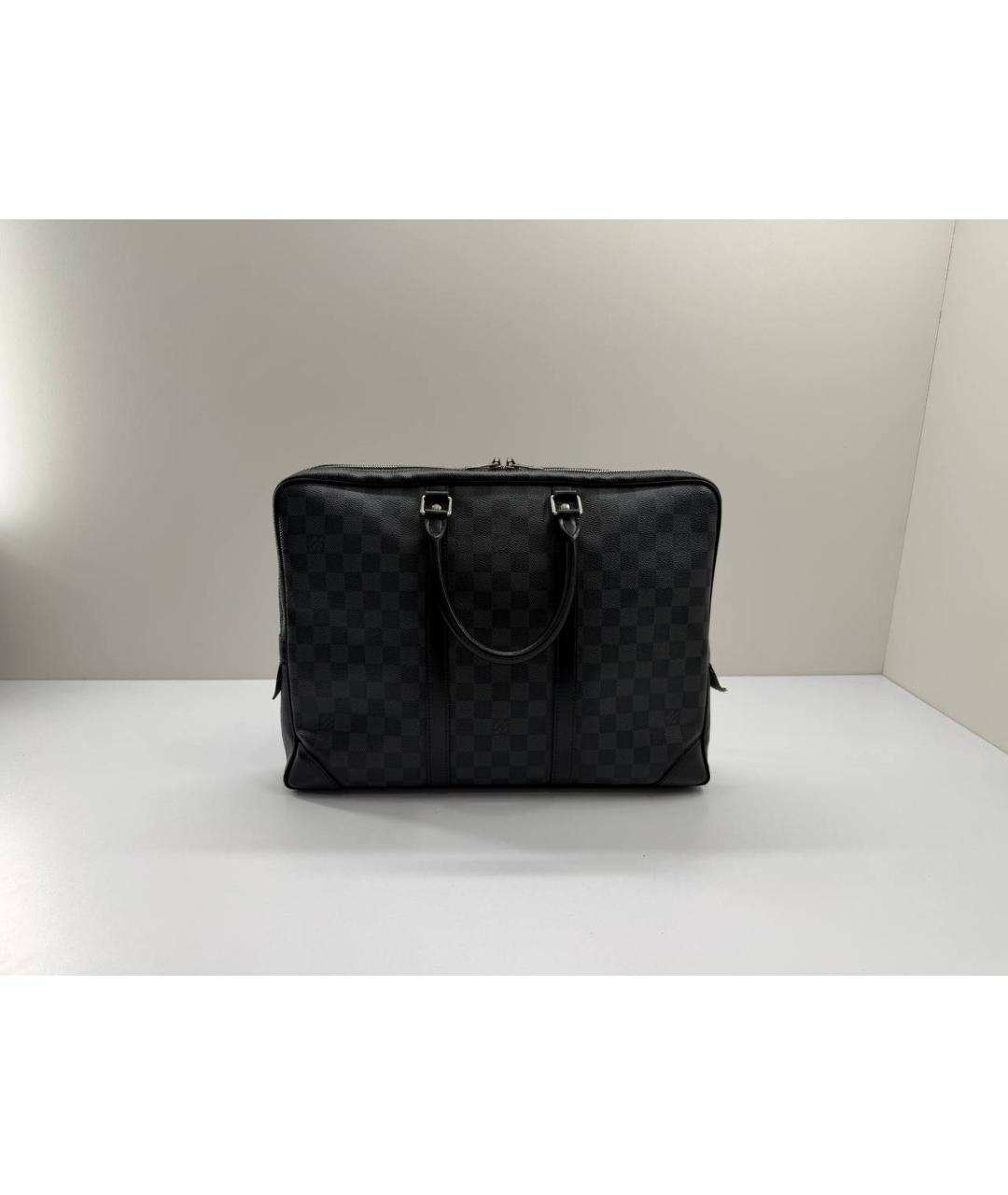 LOUIS VUITTON Черный кожаный портфель, фото 2