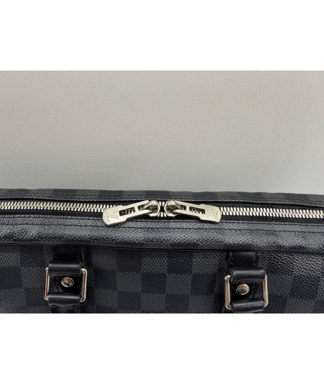 LOUIS VUITTON Черный кожаный портфель, фото 5