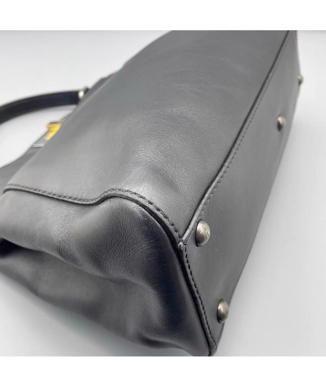 FENDI Черная кожаная сумка тоут, фото 6