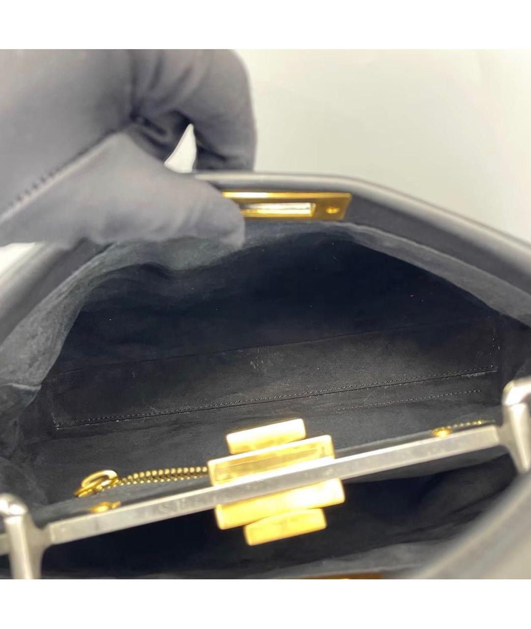 FENDI Черная кожаная сумка тоут, фото 7