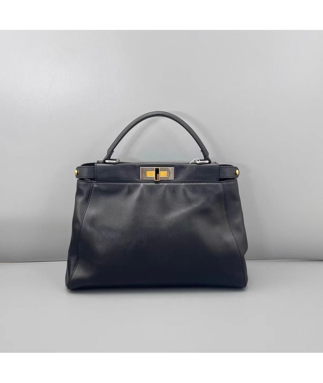 FENDI Черная кожаная сумка тоут, фото 2