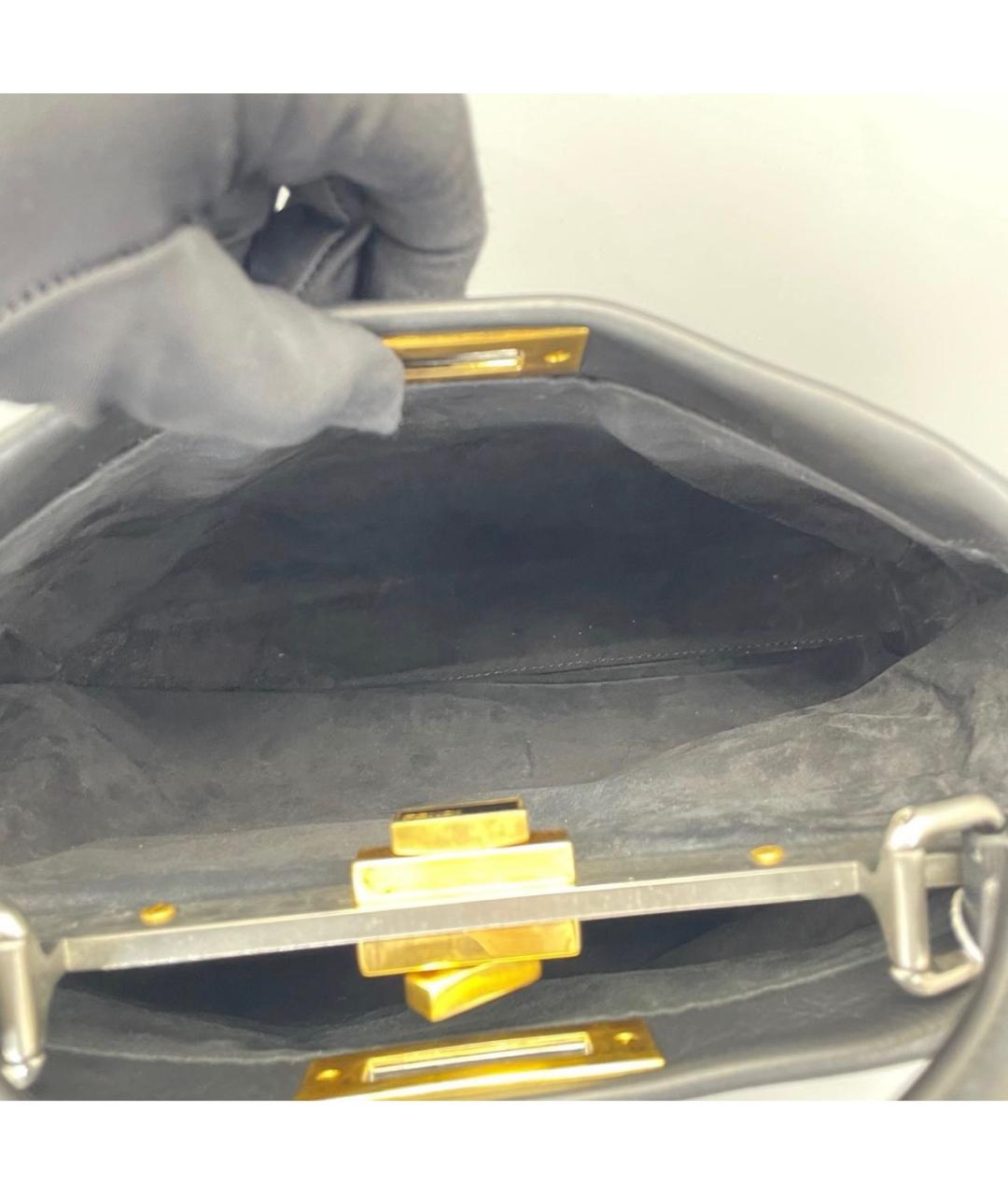 FENDI Черная кожаная сумка тоут, фото 8