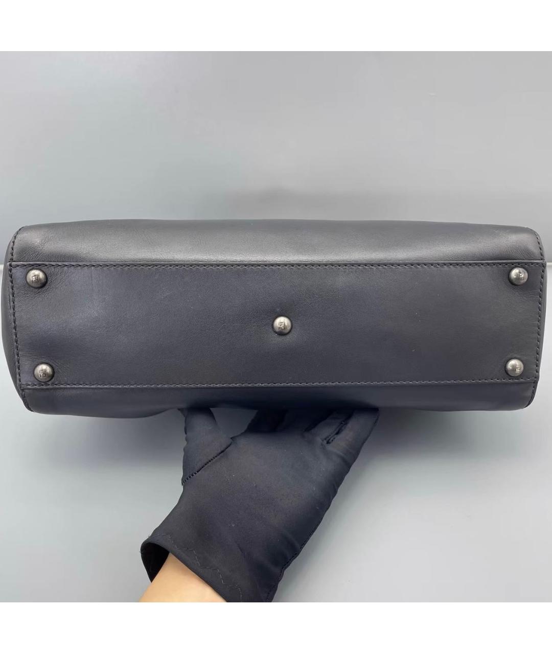 FENDI Черная кожаная сумка тоут, фото 4