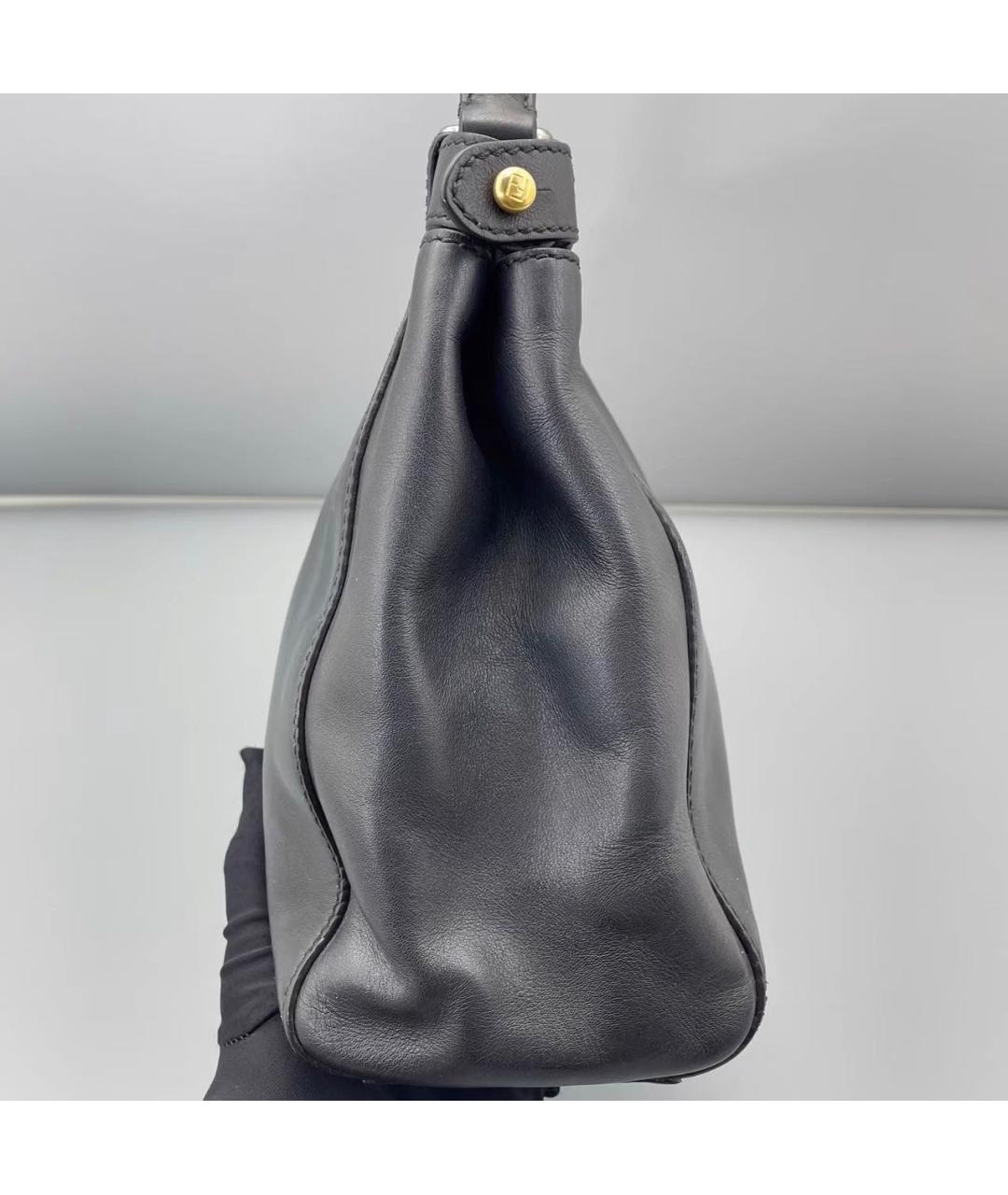 FENDI Черная кожаная сумка тоут, фото 3