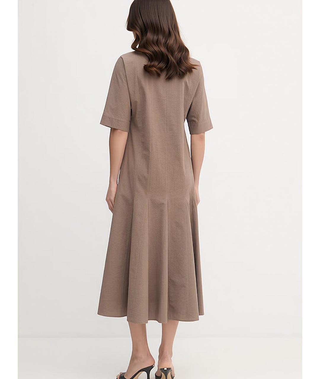 MAX MARA STUDIO Коричневое хлопковое повседневное платье, фото 3