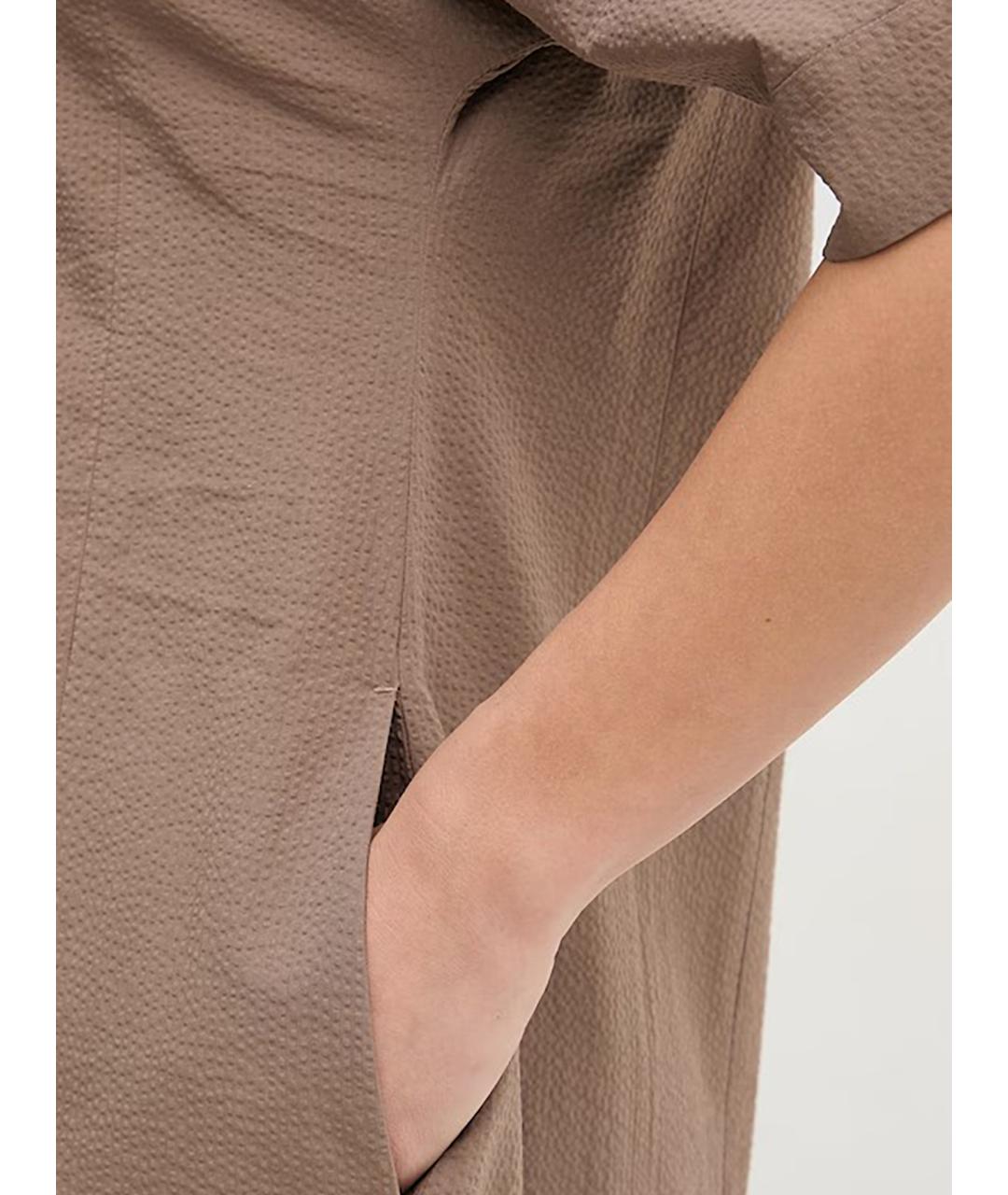 MAX MARA STUDIO Коричневое хлопковое повседневное платье, фото 5