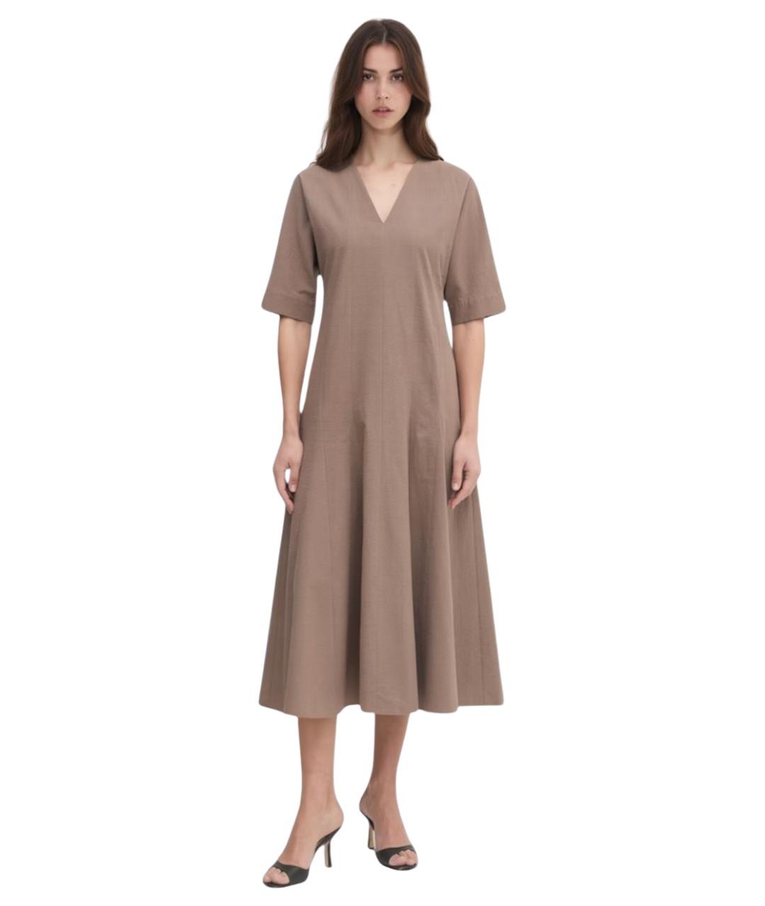 MAX MARA STUDIO Коричневое хлопковое повседневное платье, фото 1