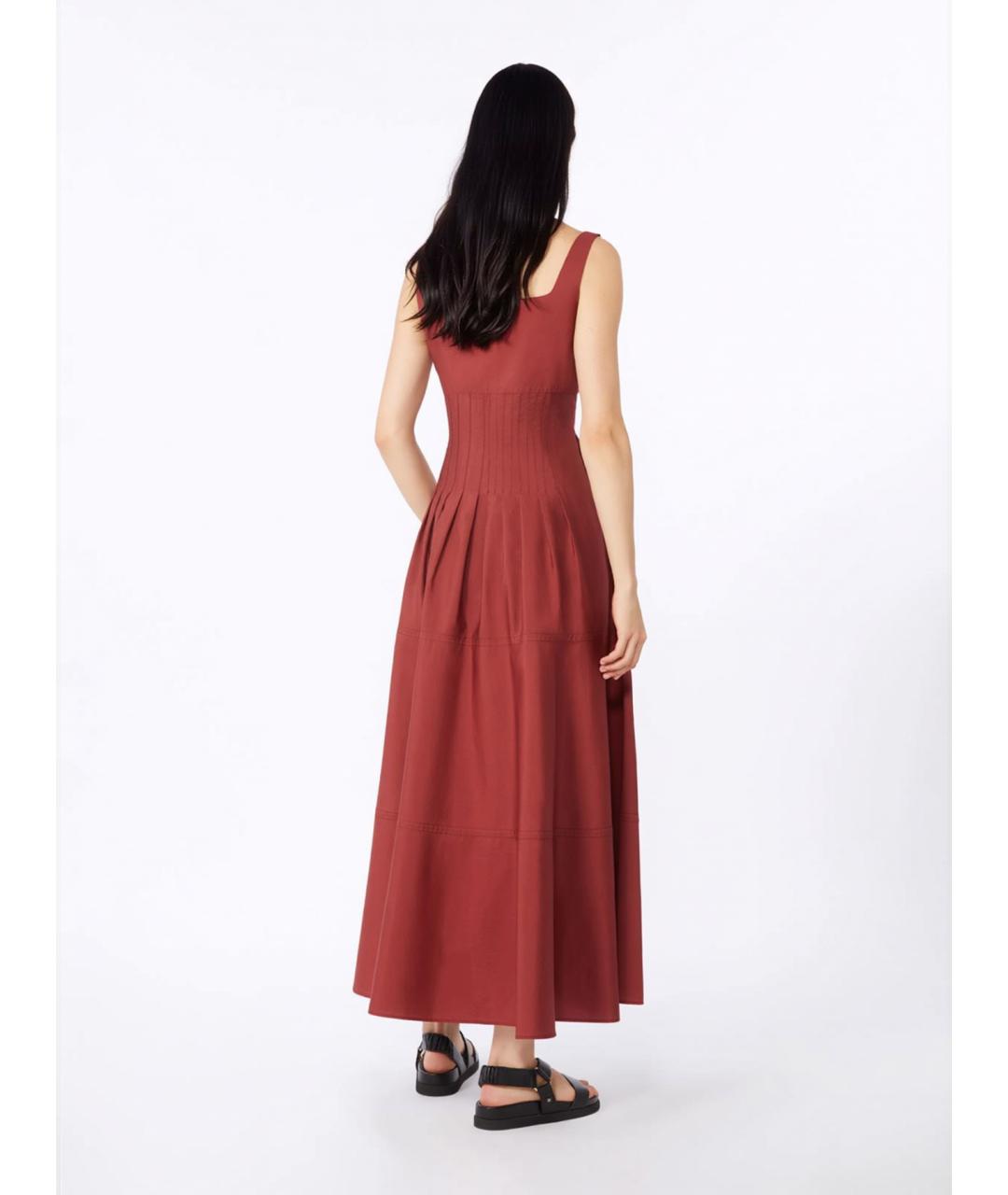 MAX MARA STUDIO Бордовое хлопковое повседневное платье, фото 4