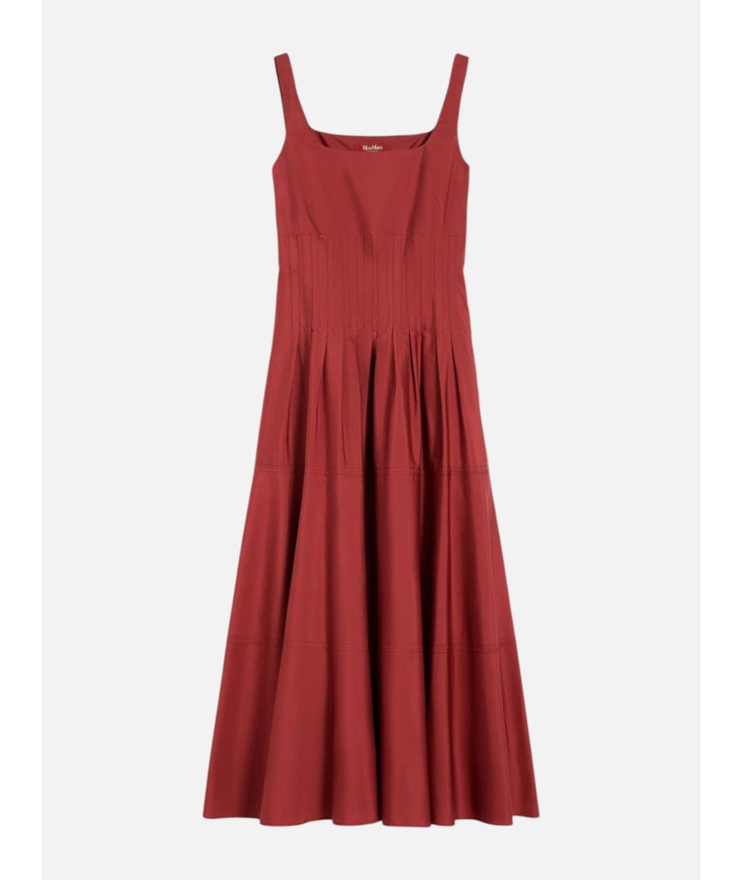 MAX MARA STUDIO Бордовое хлопковое повседневное платье, фото 6