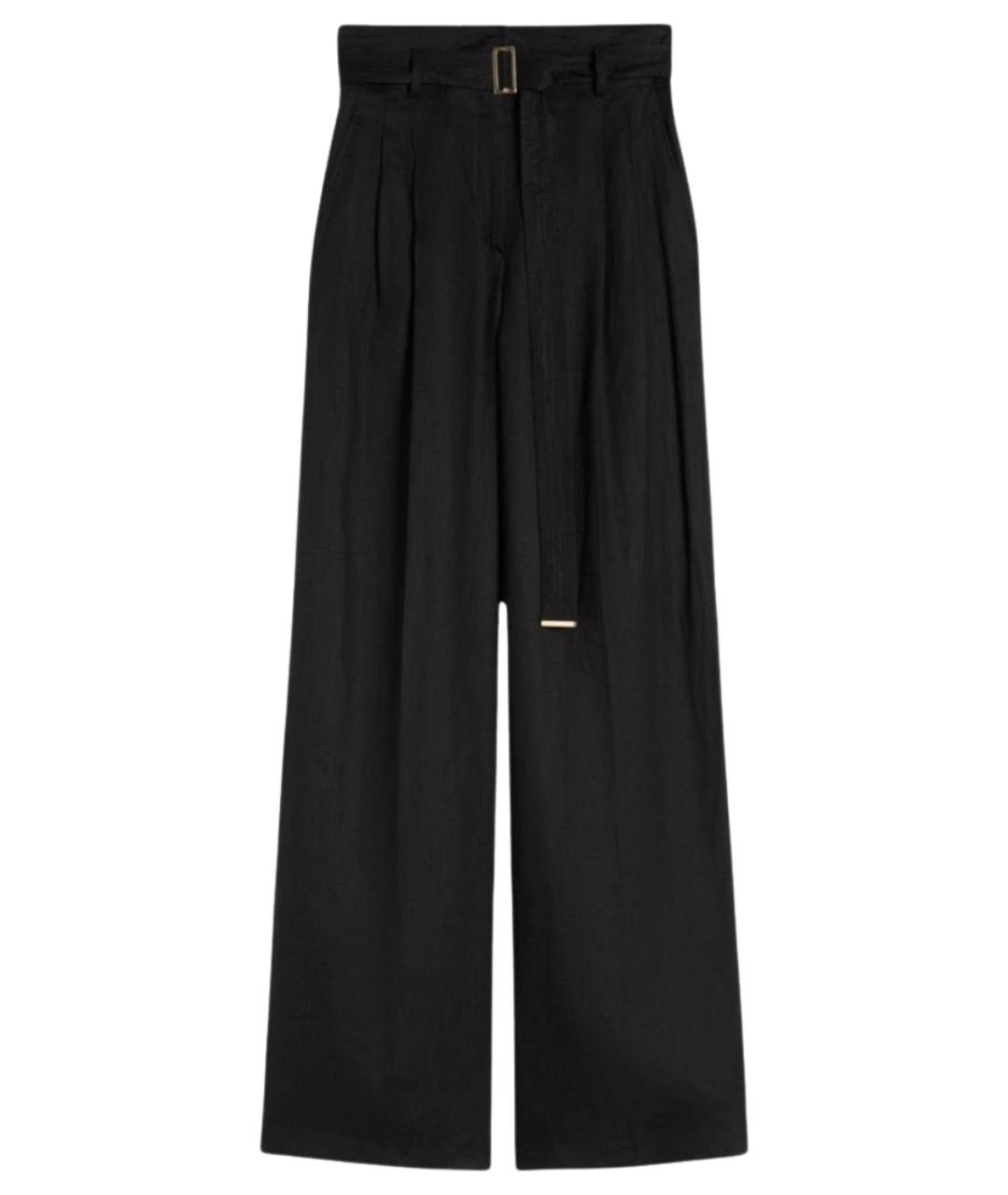 MAX MARA STUDIO Черные льняные брюки широкие, фото 1