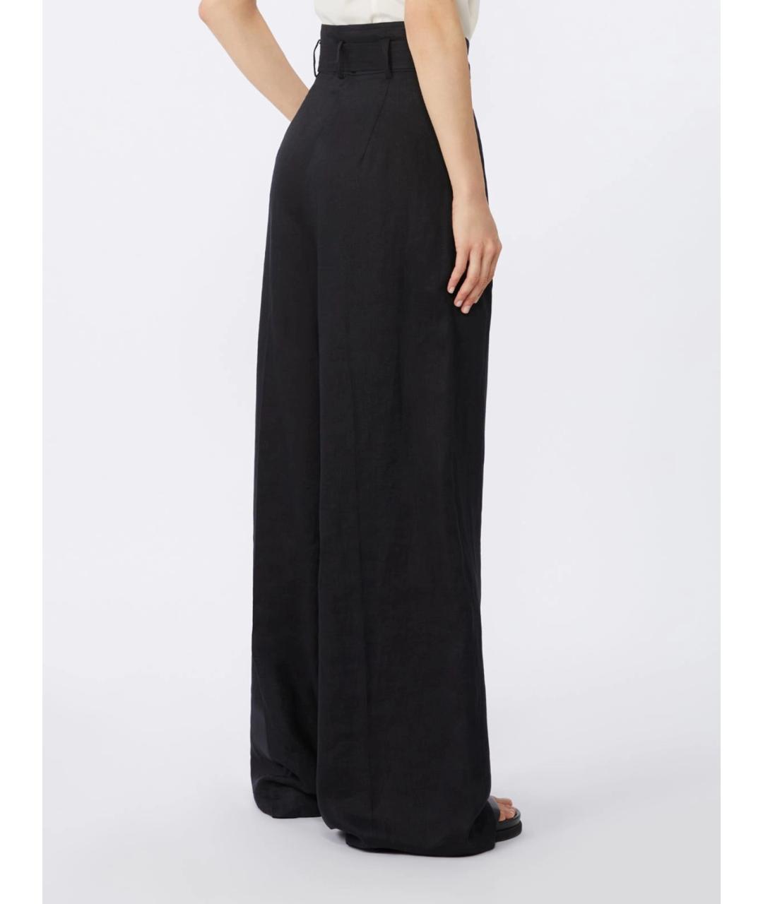 MAX MARA STUDIO Черные льняные брюки широкие, фото 4