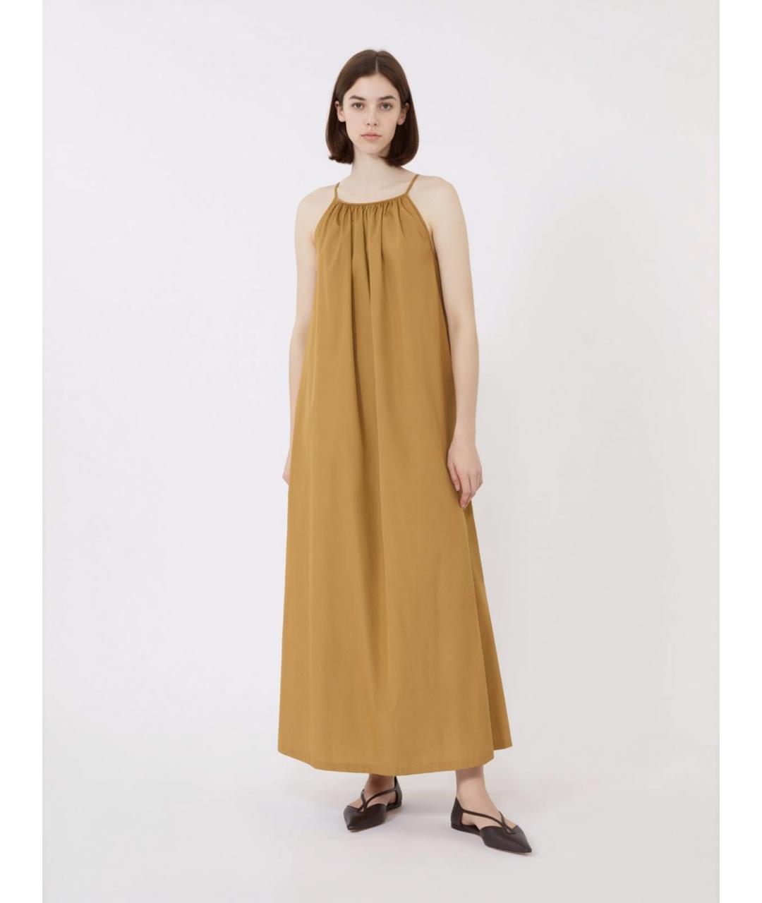MAX MARA STUDIO Горчичное хлопковое повседневное платье, фото 3
