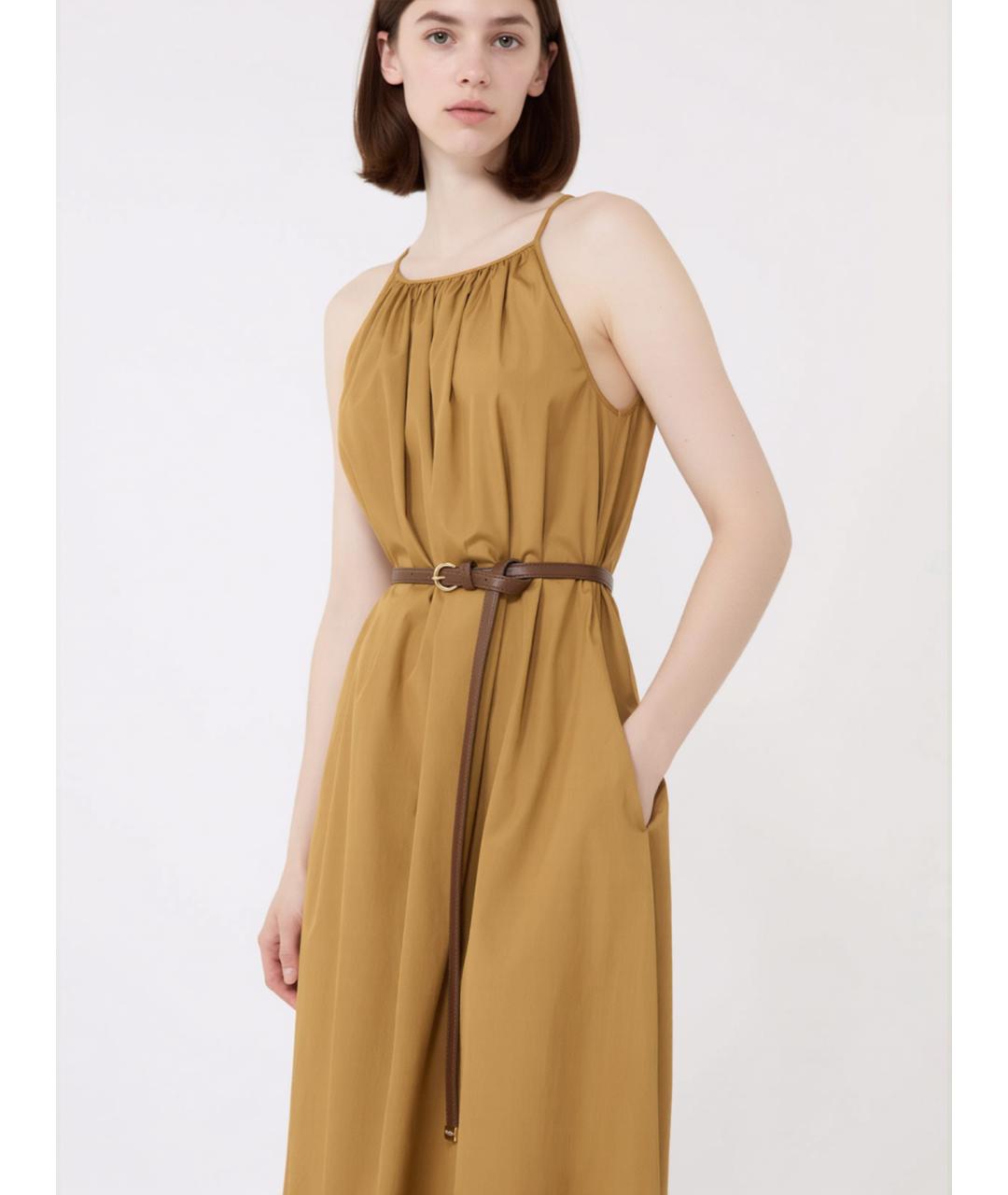 MAX MARA STUDIO Горчичное хлопковое повседневное платье, фото 5