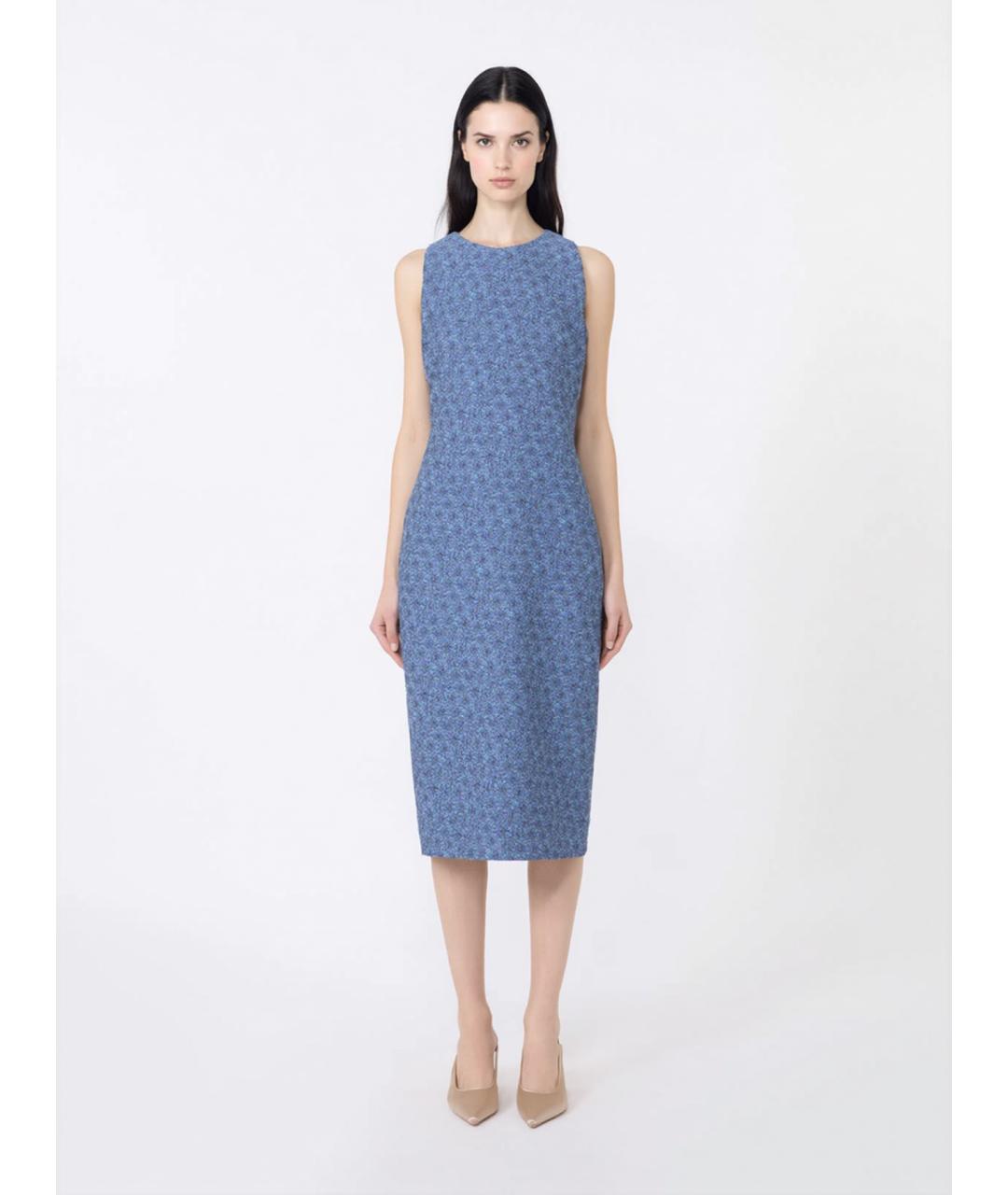 MAX MARA STUDIO Синее полиэстеровое повседневное платье, фото 3