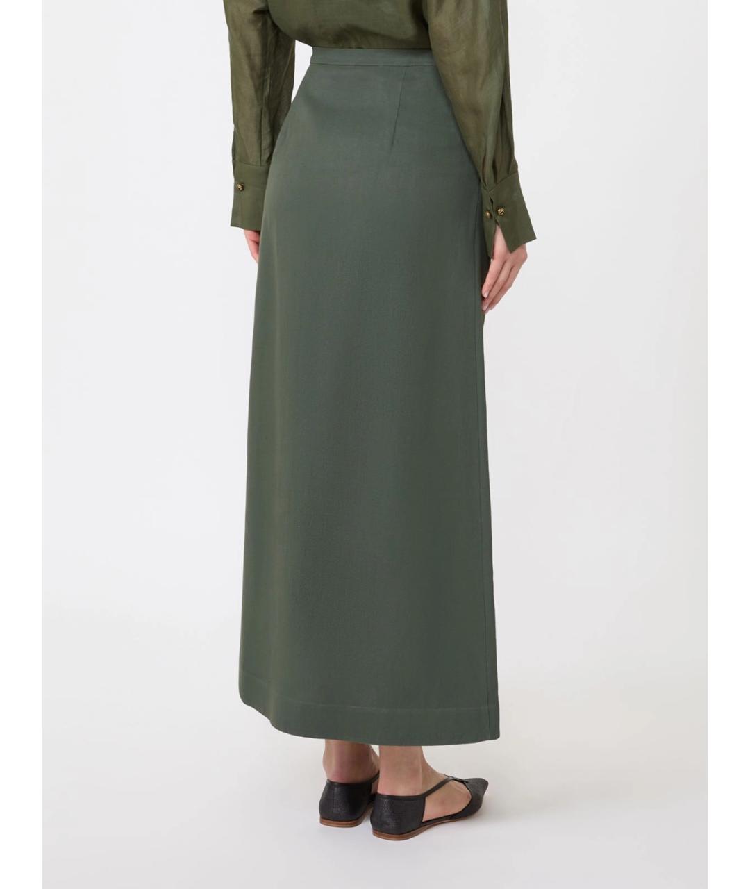 MAX MARA STUDIO Зеленая вискозная юбка макси, фото 4