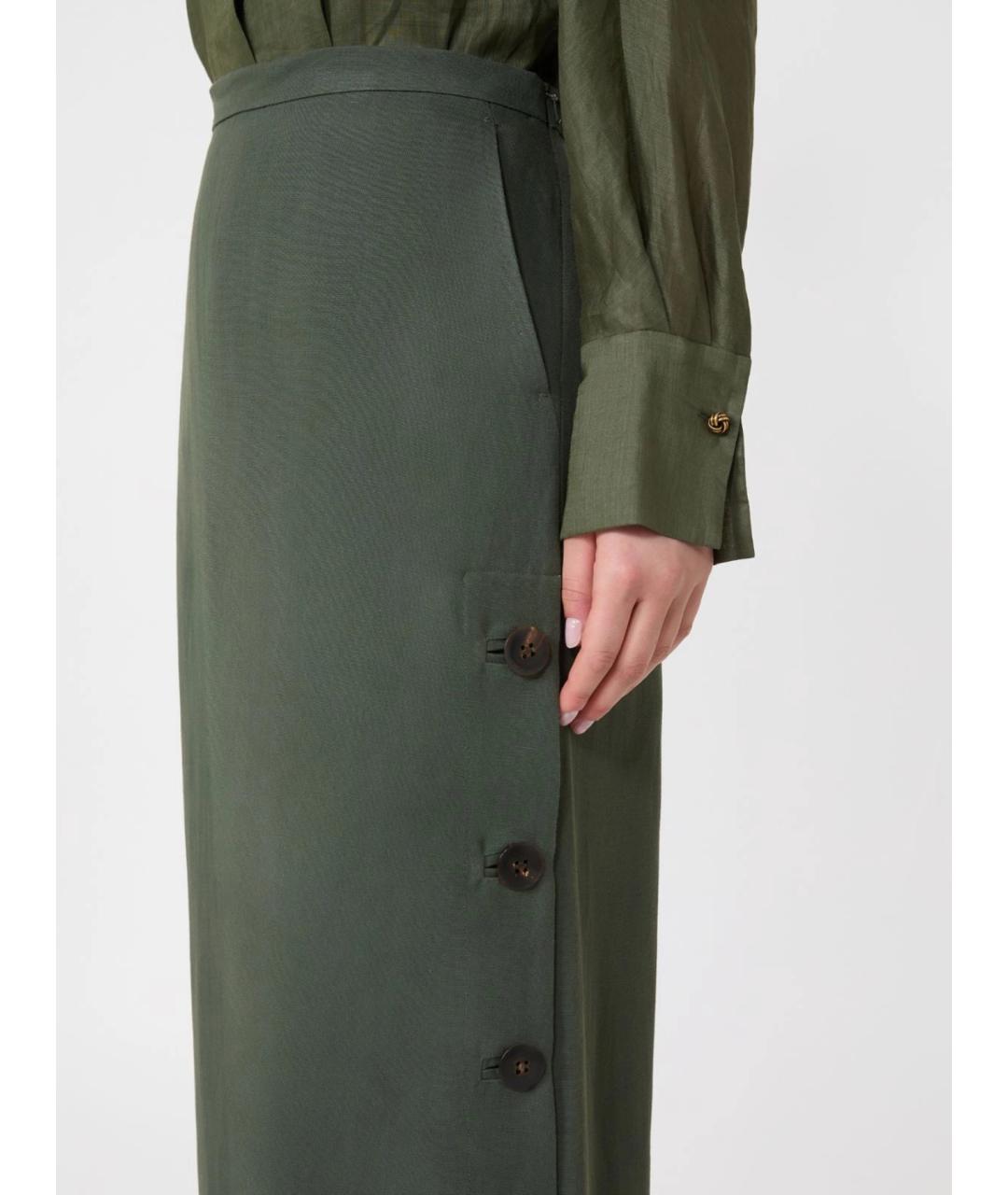 MAX MARA STUDIO Зеленая вискозная юбка макси, фото 5