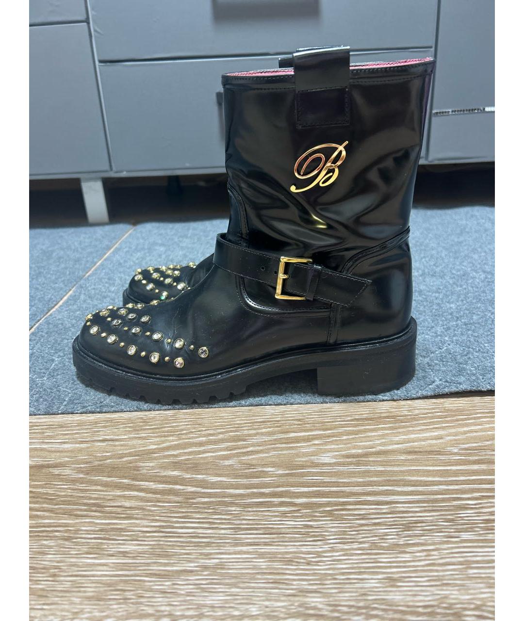 BLUMARINE Черные кожаные ботинки, фото 4