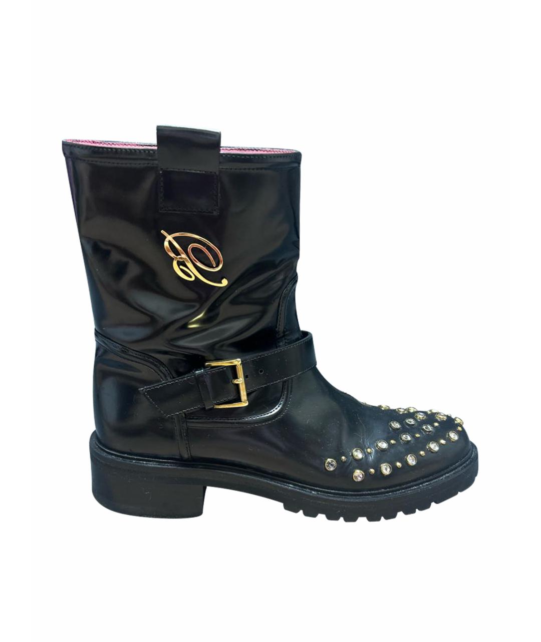 BLUMARINE Черные кожаные ботинки, фото 1