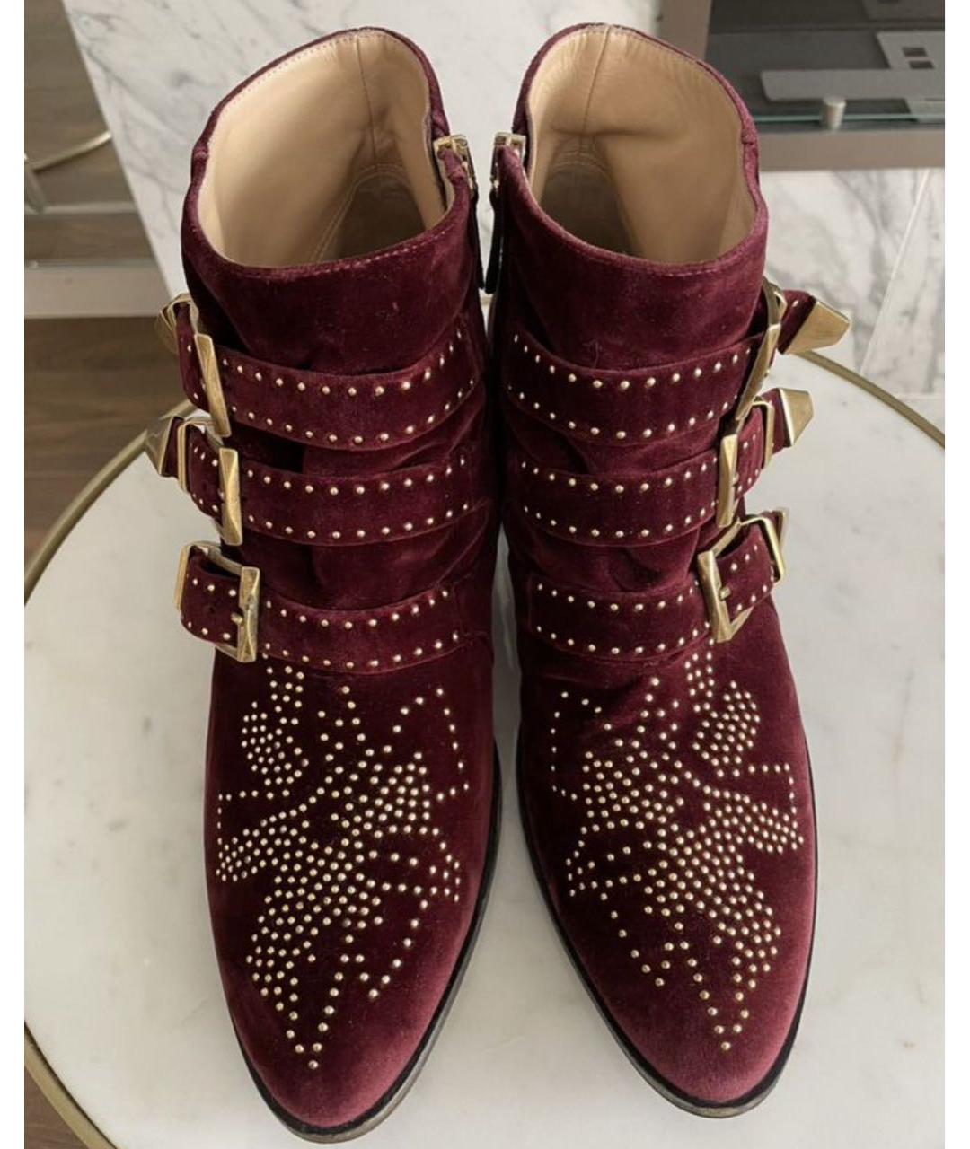 CHLOE Бордовые замшевые ботильоны, фото 4