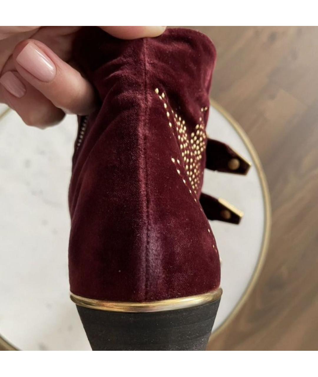 CHLOE Бордовые замшевые ботильоны, фото 8
