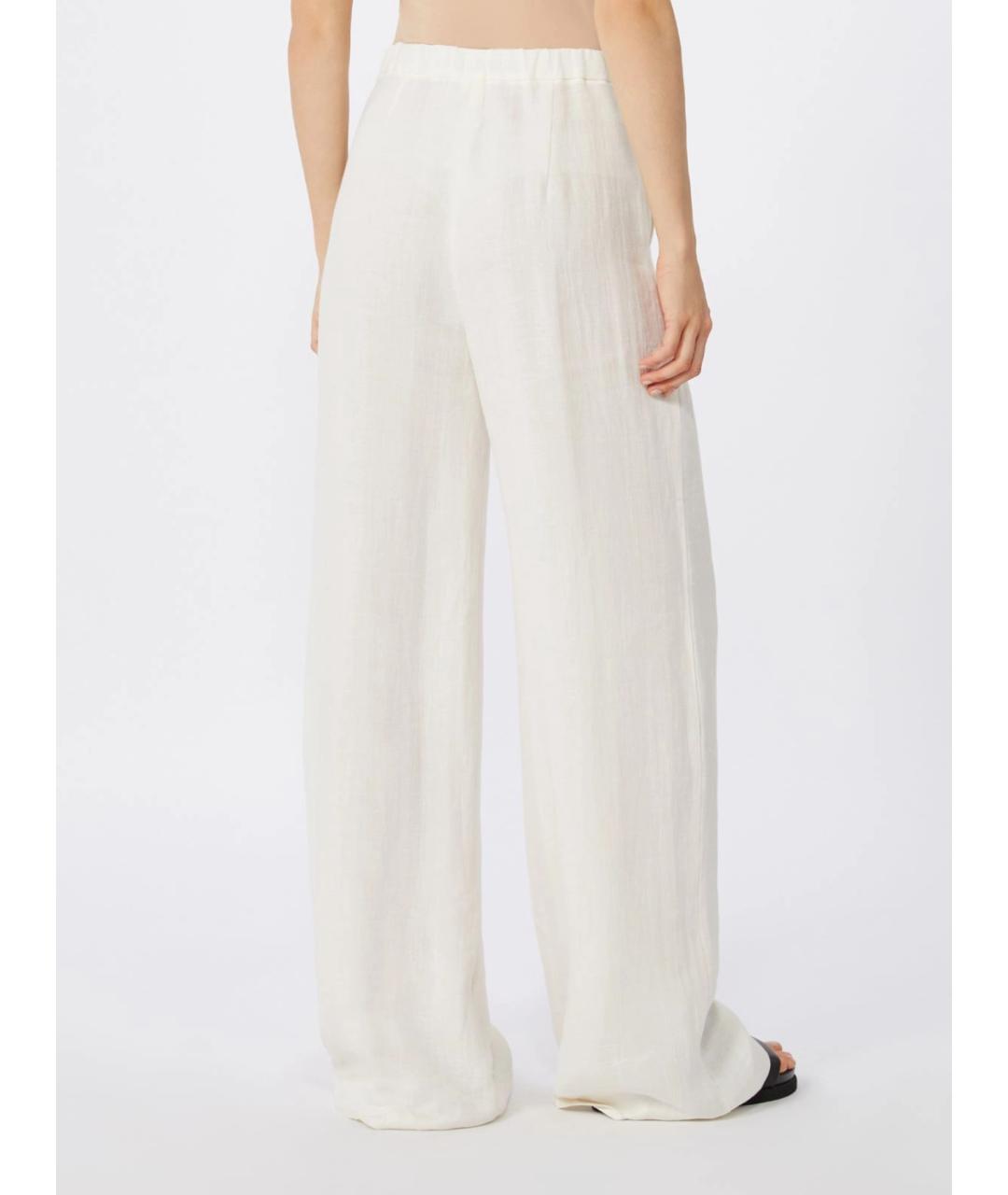 MAX MARA STUDIO Белые льняные прямые брюки, фото 4
