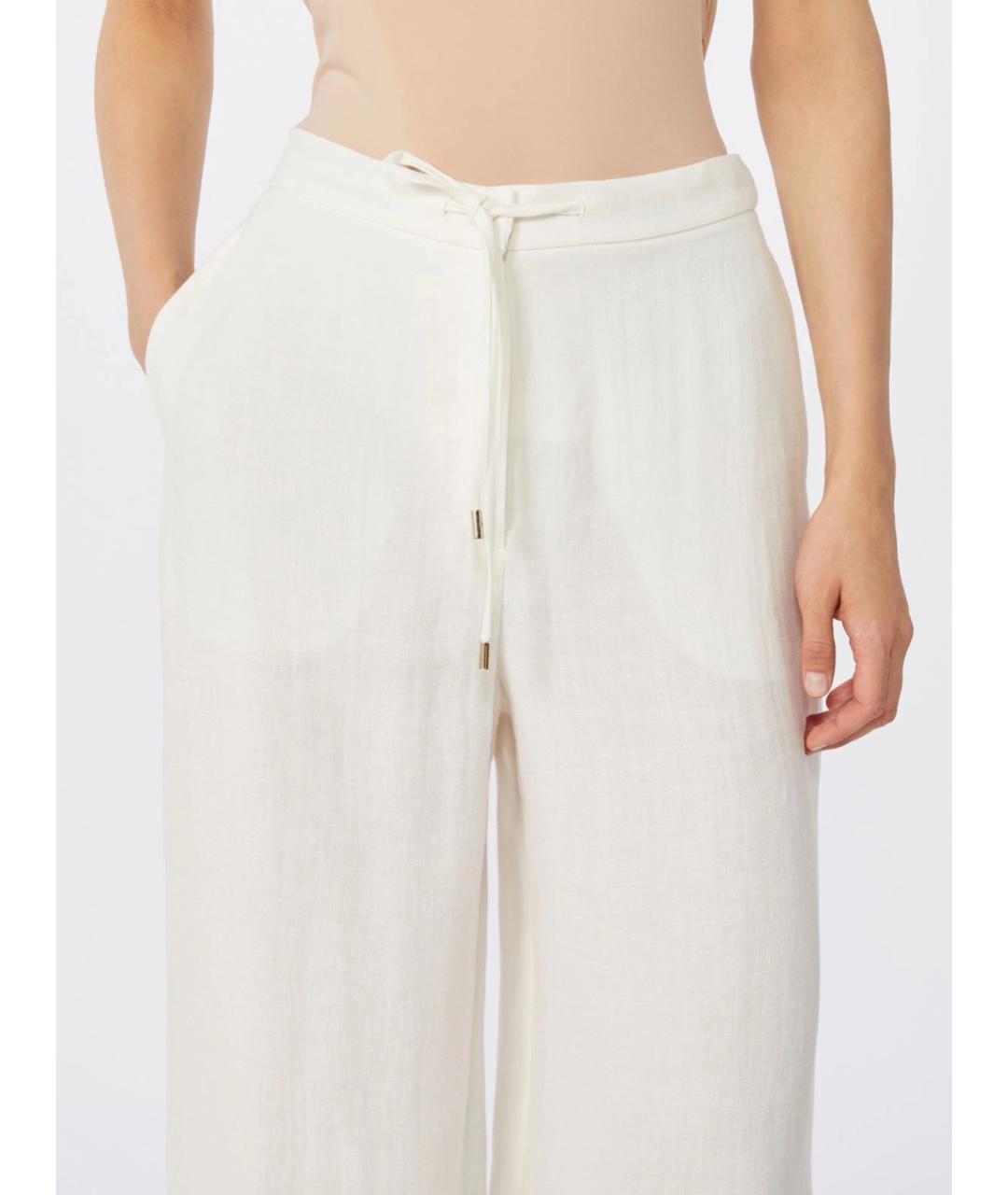 MAX MARA STUDIO Белые льняные прямые брюки, фото 5