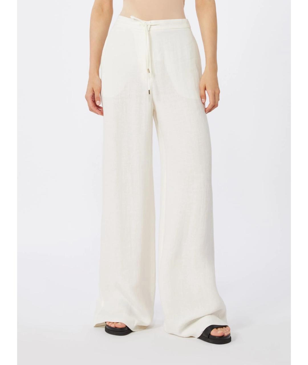 MAX MARA STUDIO Белые льняные прямые брюки, фото 3