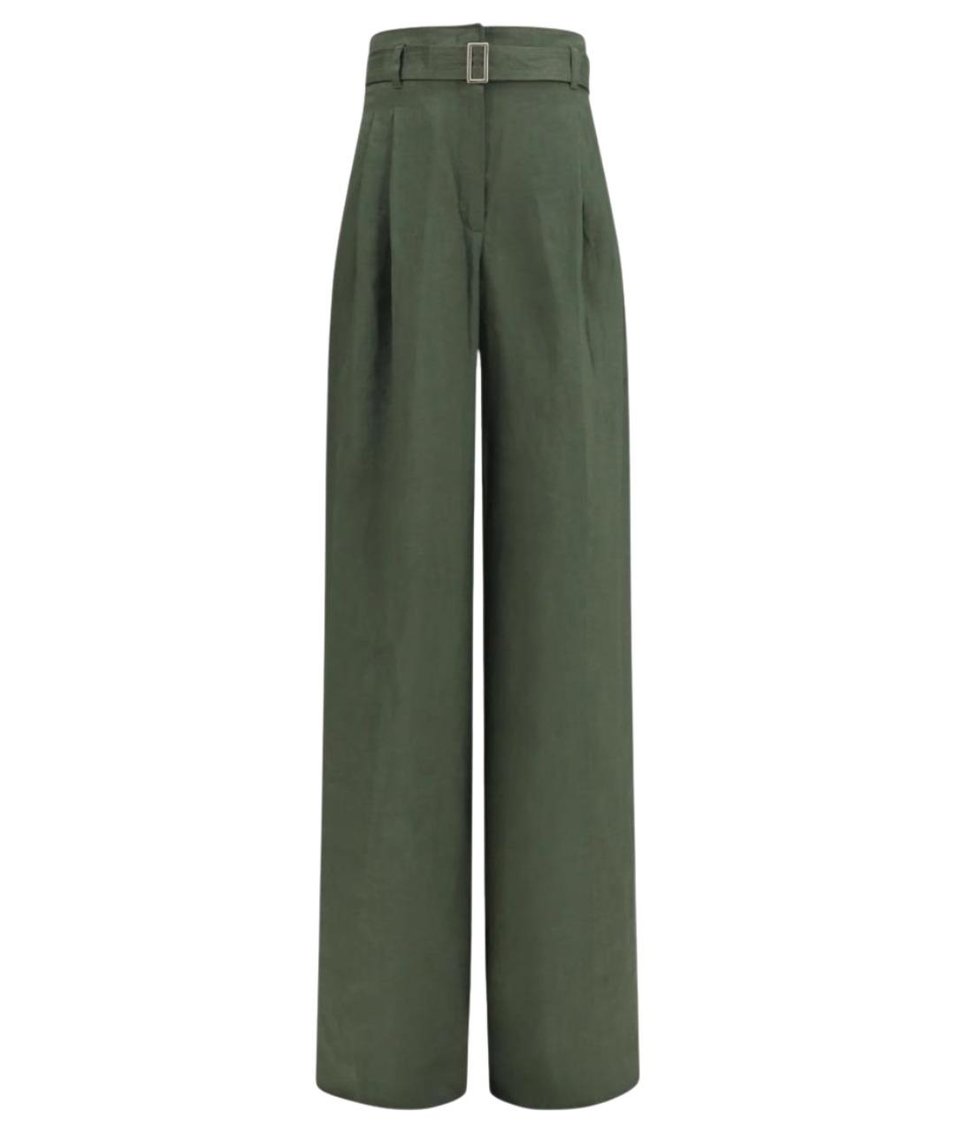 MAX MARA STUDIO Зеленые льняные брюки широкие, фото 1