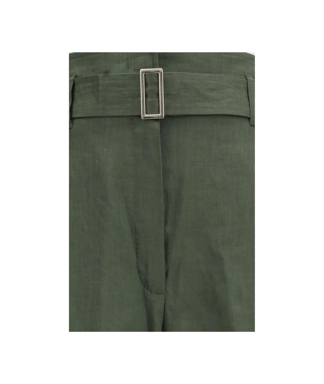 MAX MARA STUDIO Зеленые льняные брюки широкие, фото 2