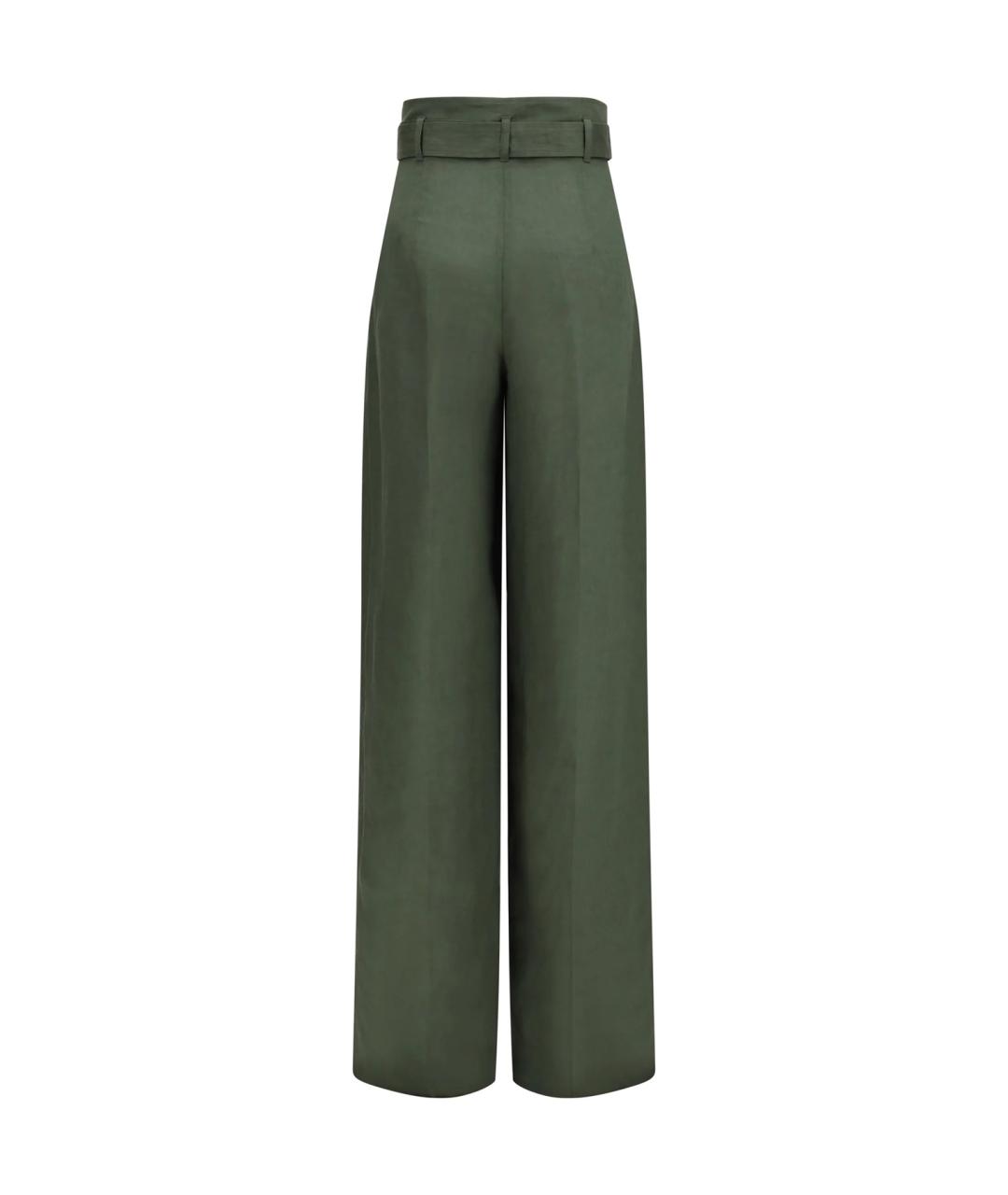 MAX MARA STUDIO Зеленые льняные брюки широкие, фото 3