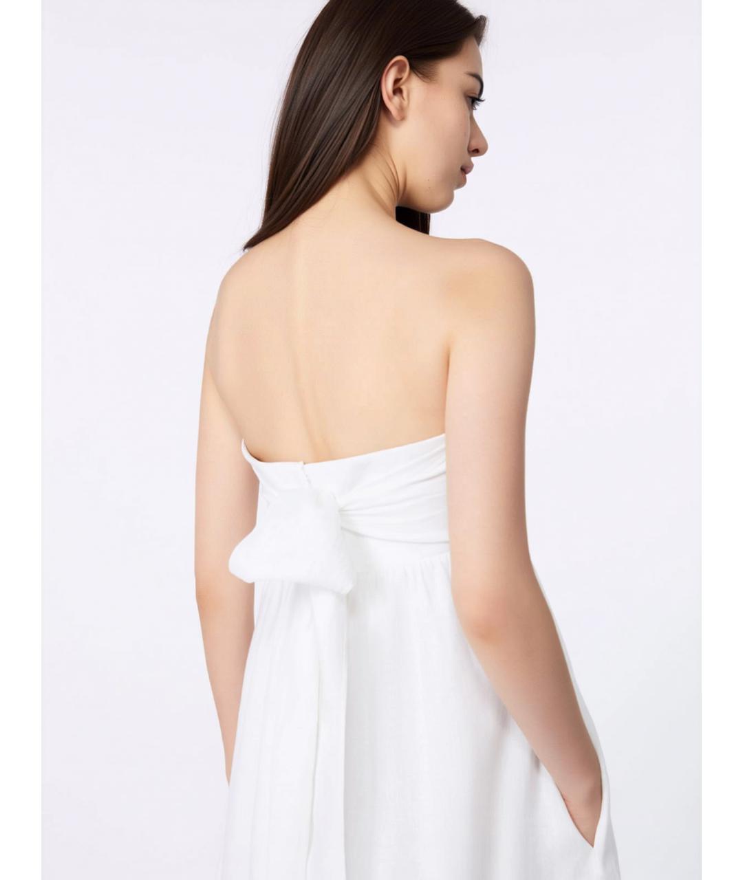 MAX MARA STUDIO Белое льняное повседневное платье, фото 4