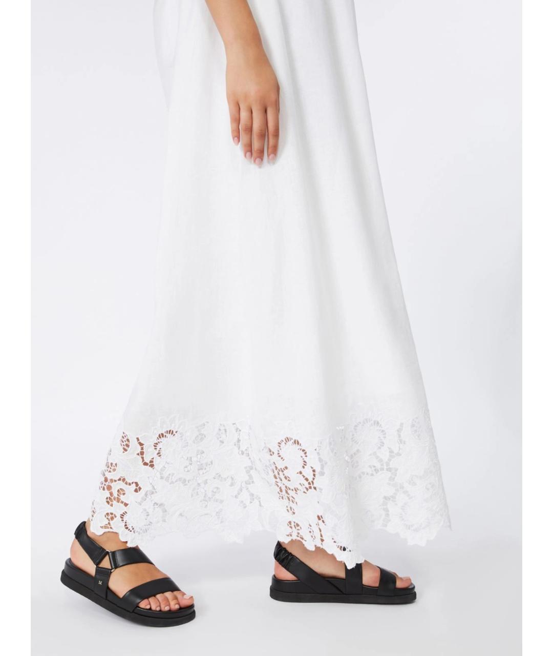 MAX MARA STUDIO Белое льняное повседневное платье, фото 5